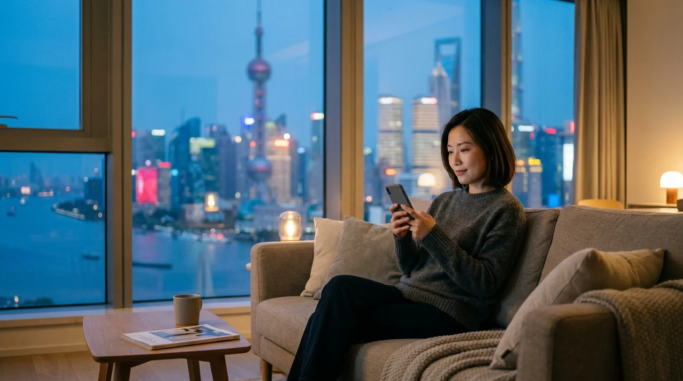 免费的VPN在中国的使用场景:上海公寓里用手机连接 VPN